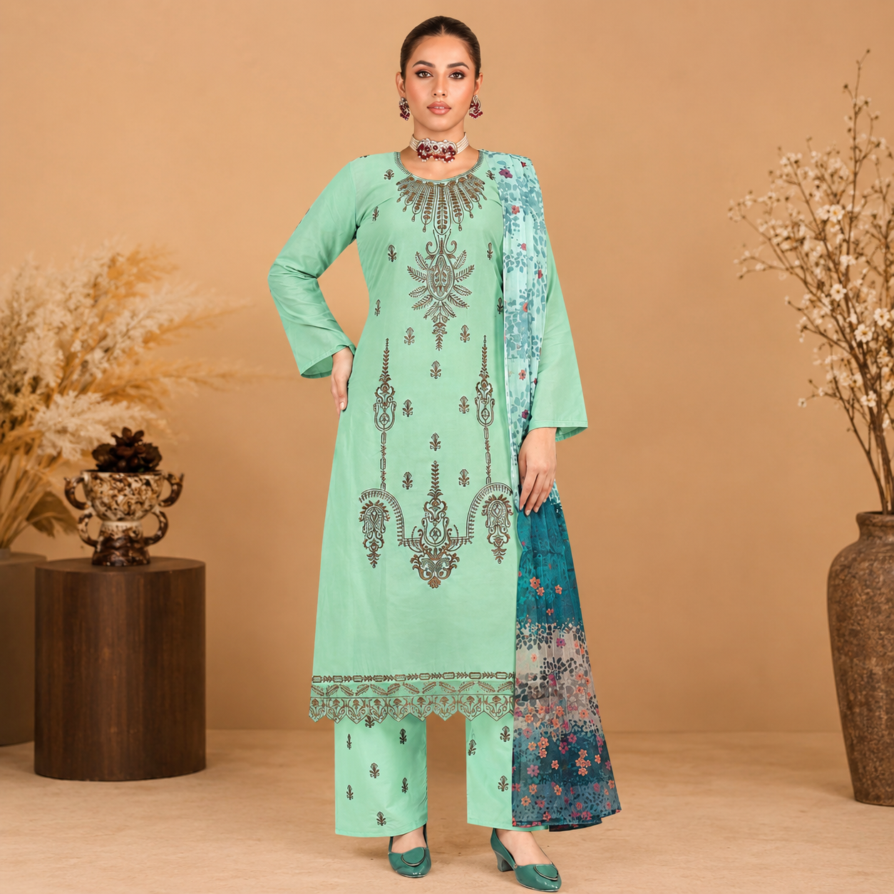 Premium Unstitched Dress Material – Design No. 6073